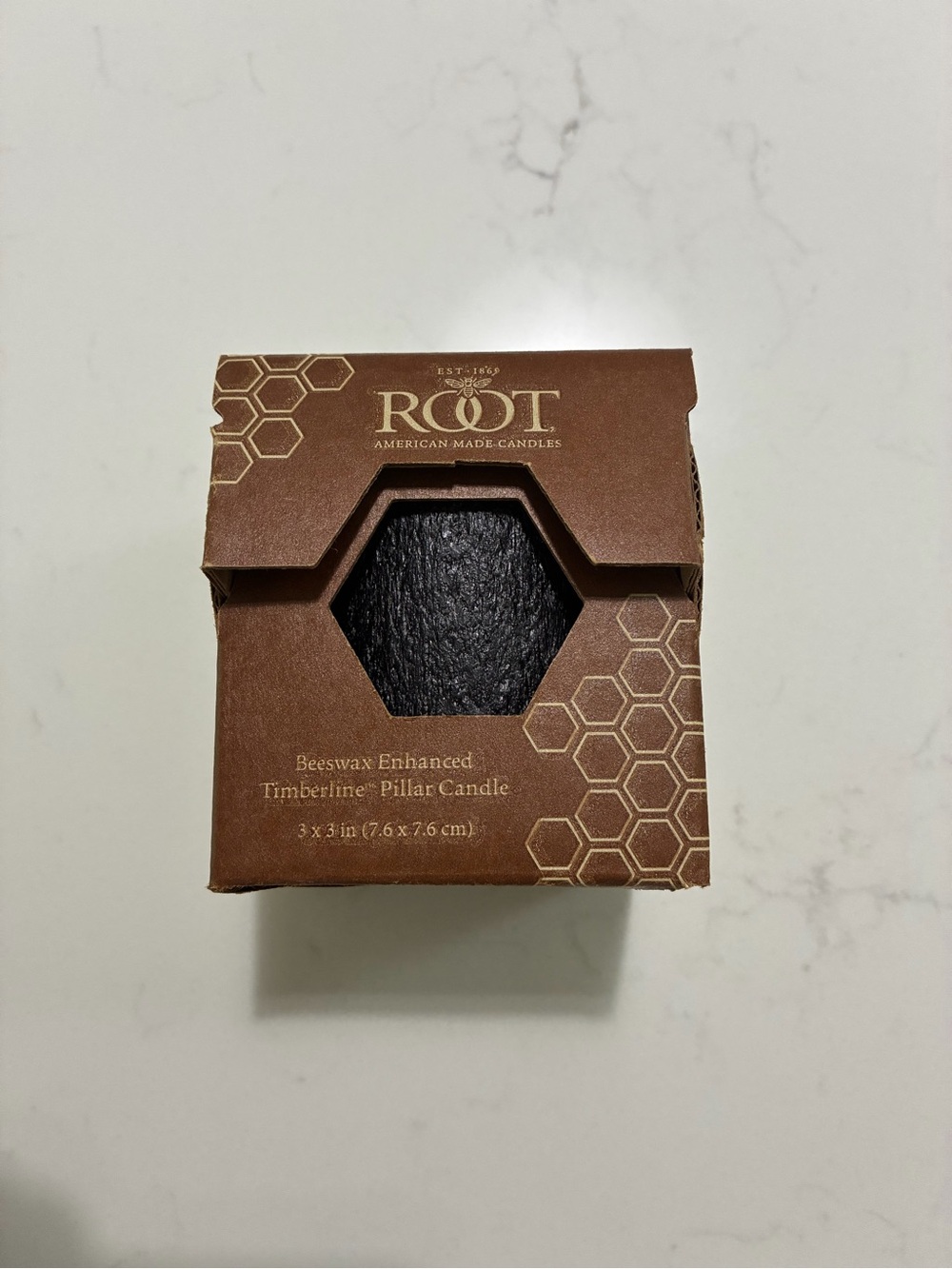 2 Beeswax Enhanced Timberline Pillar Candle - Black 3”x3”